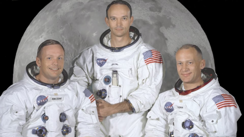 Hlavní posádka Apollo 11 (zleva: Armstrong, Collins a Aldrin)